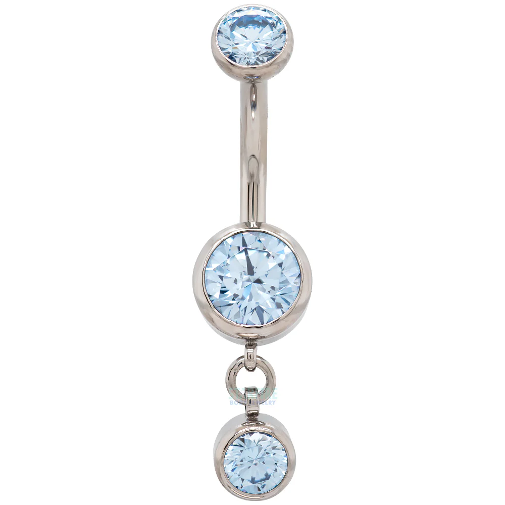 Bezel-Set Faceted Gem Navel Curve with Dangle #1 - Image 6