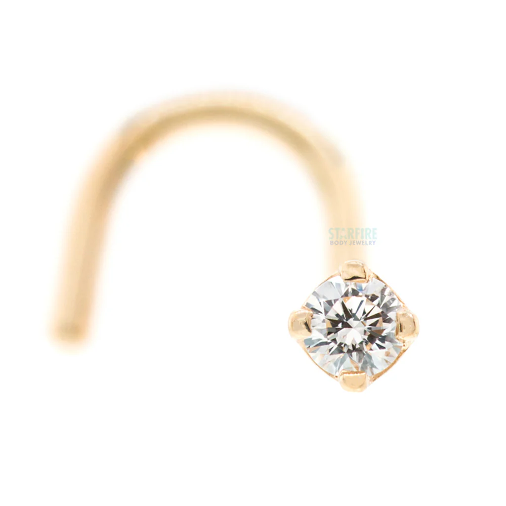 Four Prong Nostril Screw in Gold & Platinum with DIAMOND - Image 4