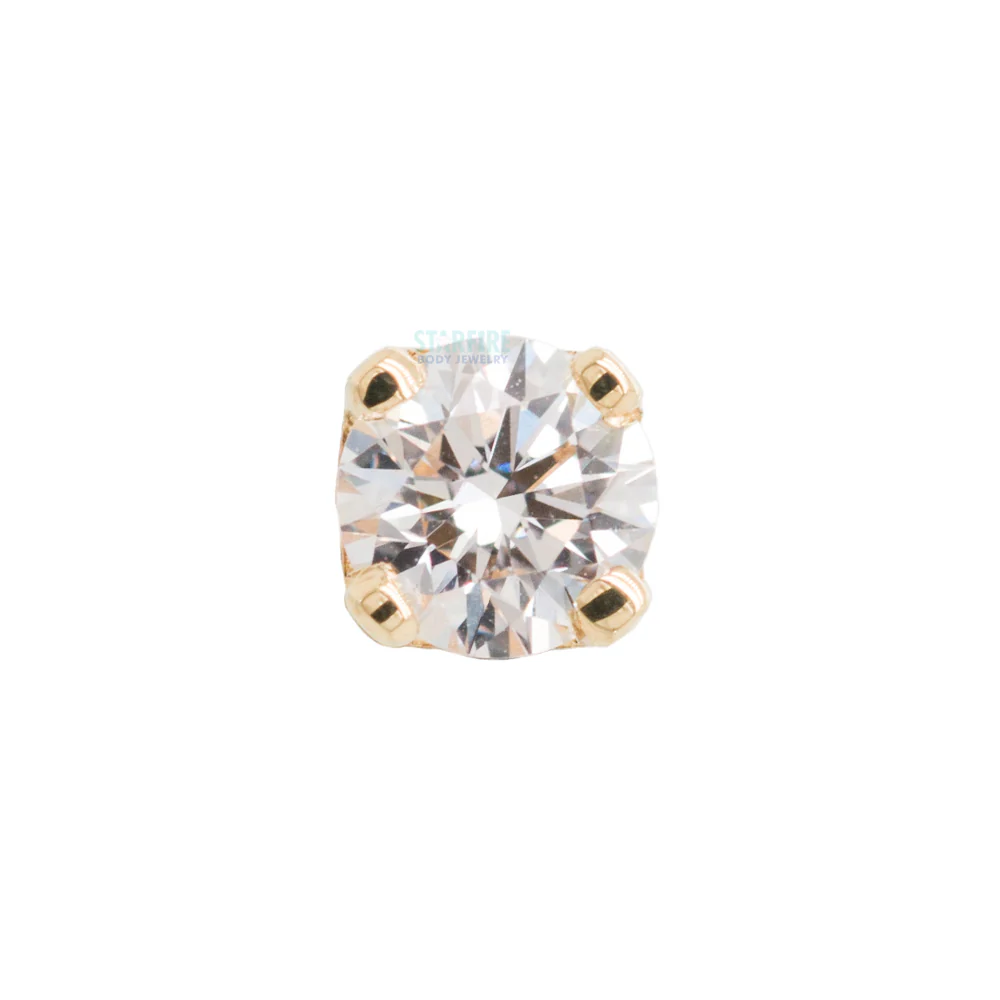 Four Prong Nostril Screw in Gold & Platinum with DIAMOND - Image 5