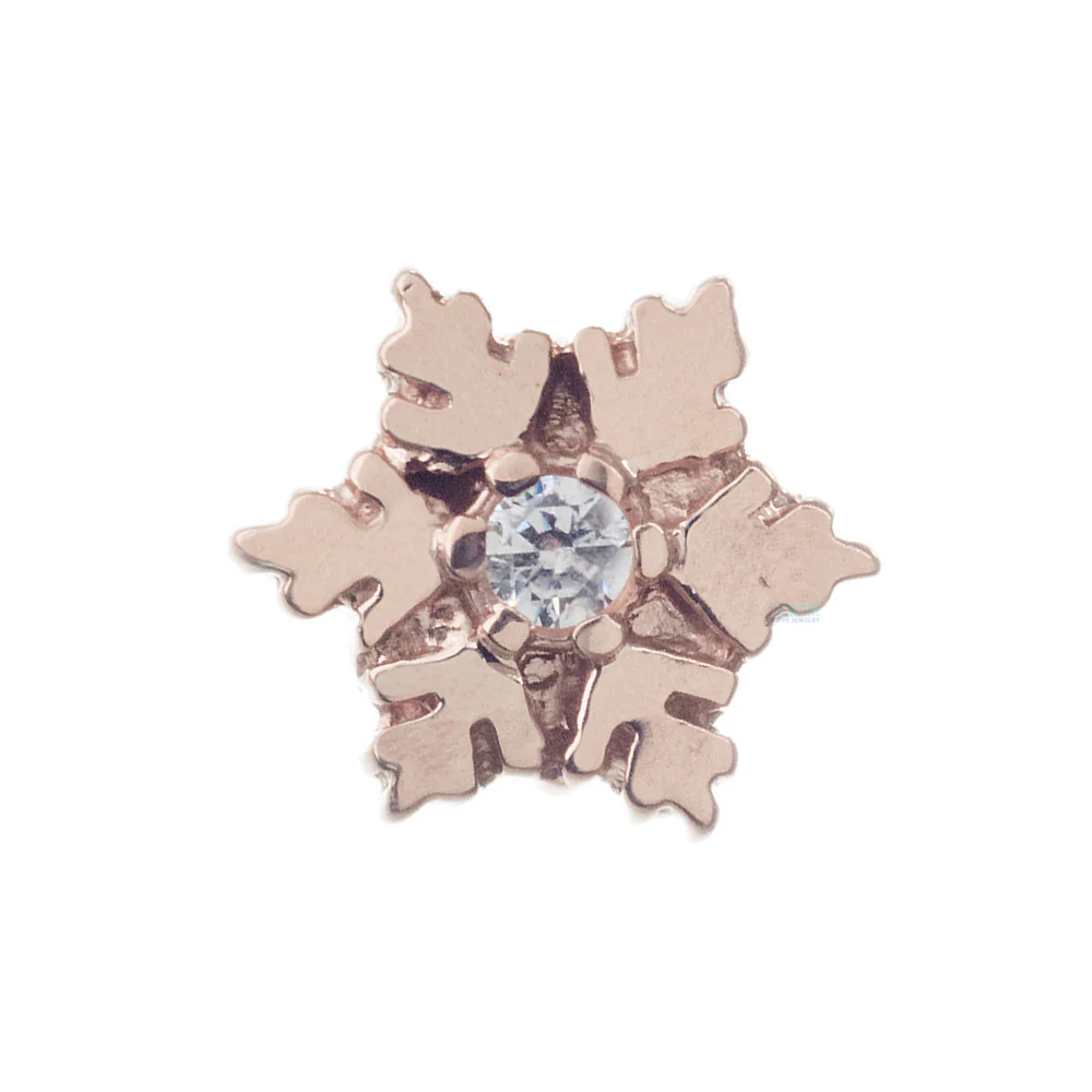 Snowflake Threaded End in Gold with White CZ - Image 4