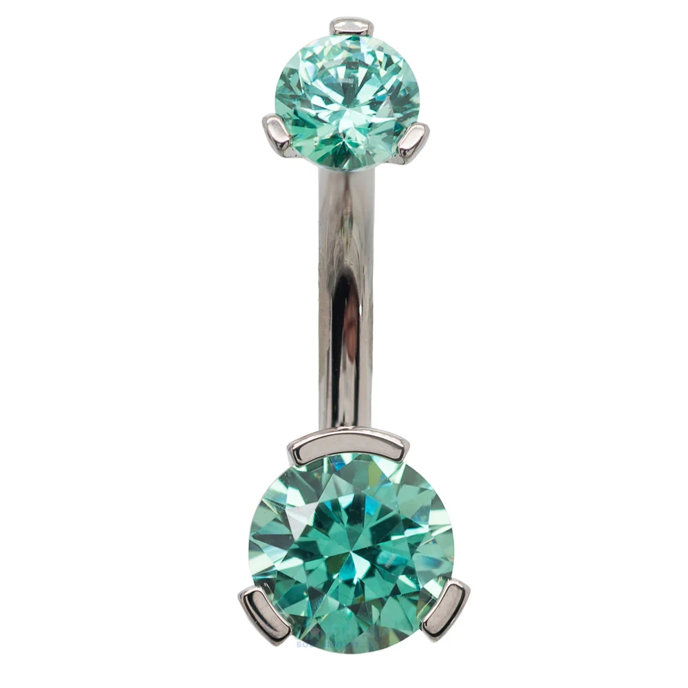3 Prong-Set Faceted Gem Navel Curve - Image 20