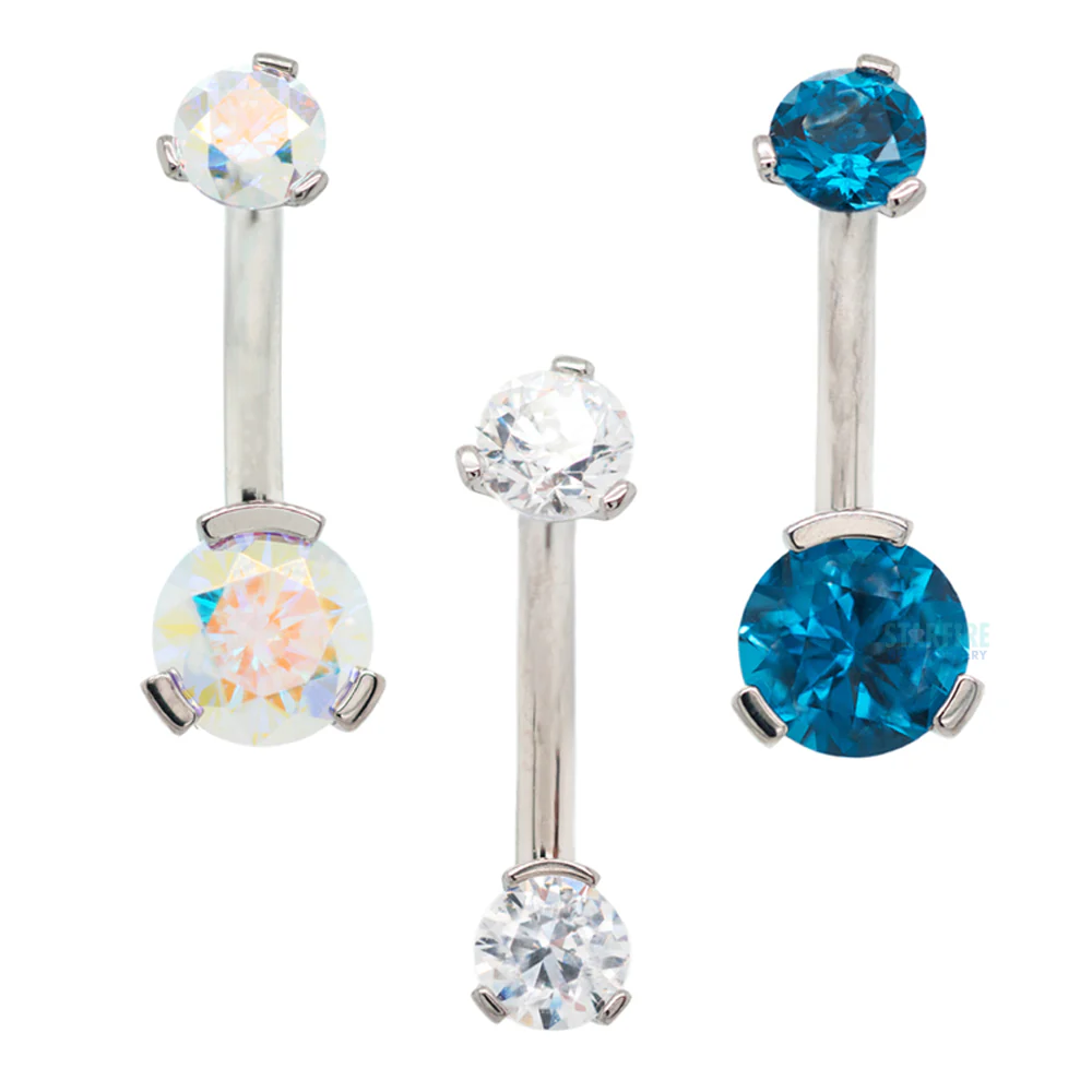 3 Prong-Set Faceted Gem Navel Curve - Image 3