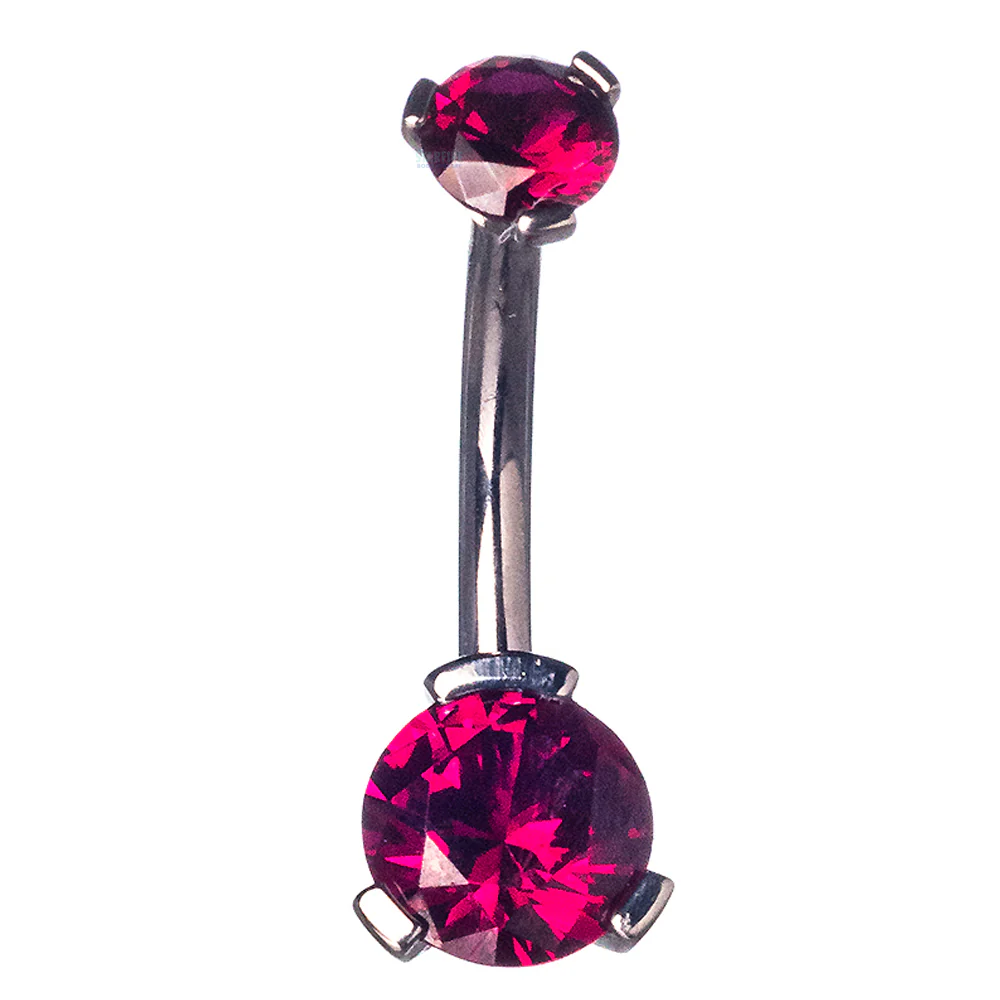 3 Prong-Set Faceted Gem Navel Curve - Image 6