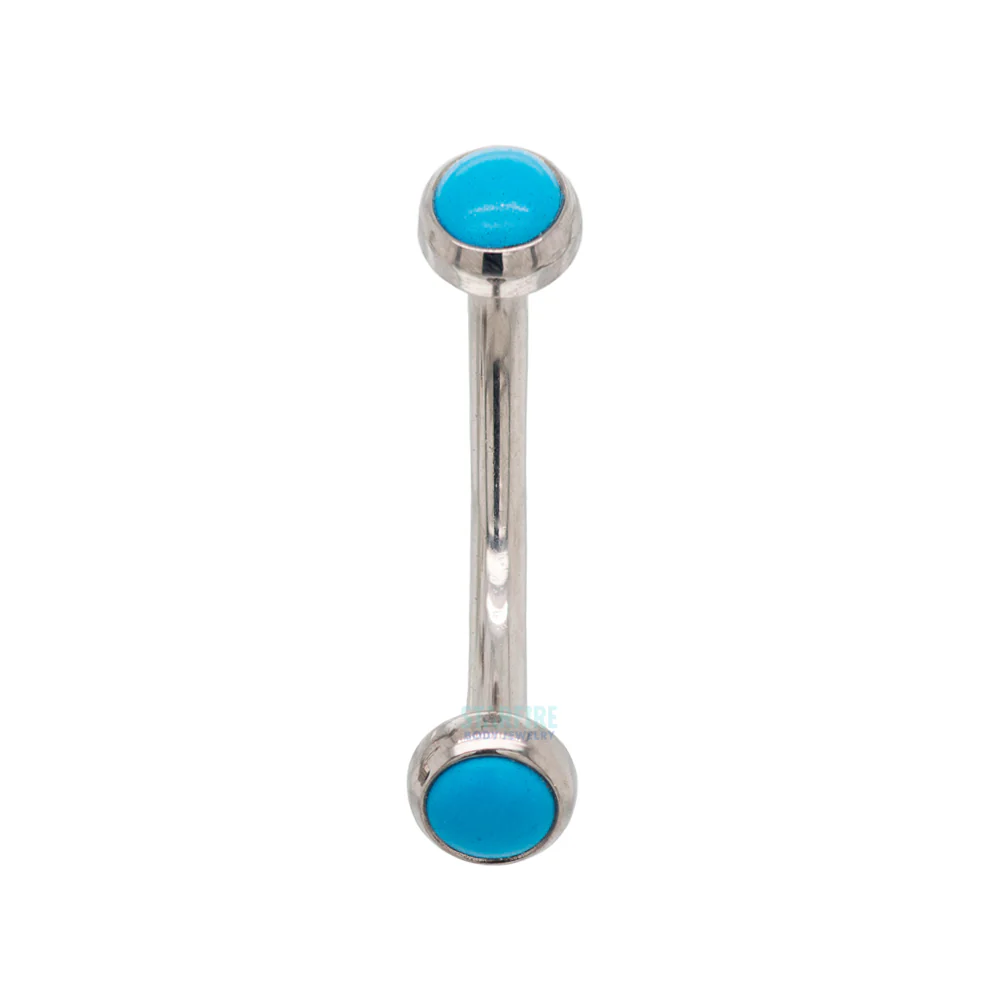 Natural Stone Cabochons in Bezel Curved Barbell - Image 13