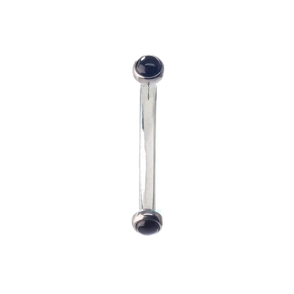 Natural Stone Cabochons in Bezel Curved Barbell - Image 5