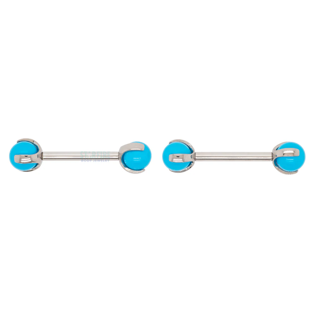 Natural Stone Ball in Prong's Nipple Barbells - Image 13