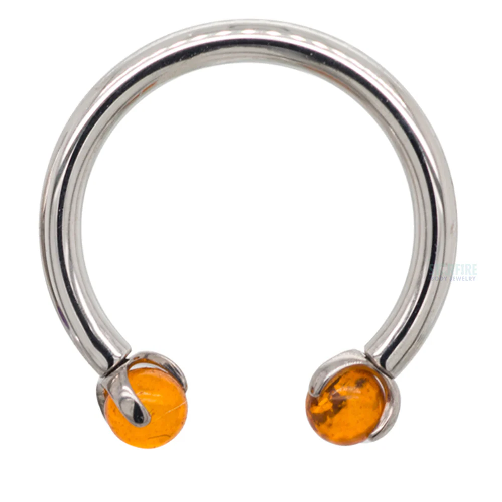 Circular Barbell with Natural Stone Balls in Prong's - Image 13