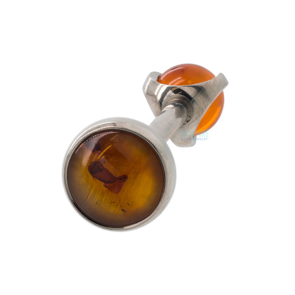 Natural Stone Cabochon & Ball in Prong's Tongue Barbell - Image 11