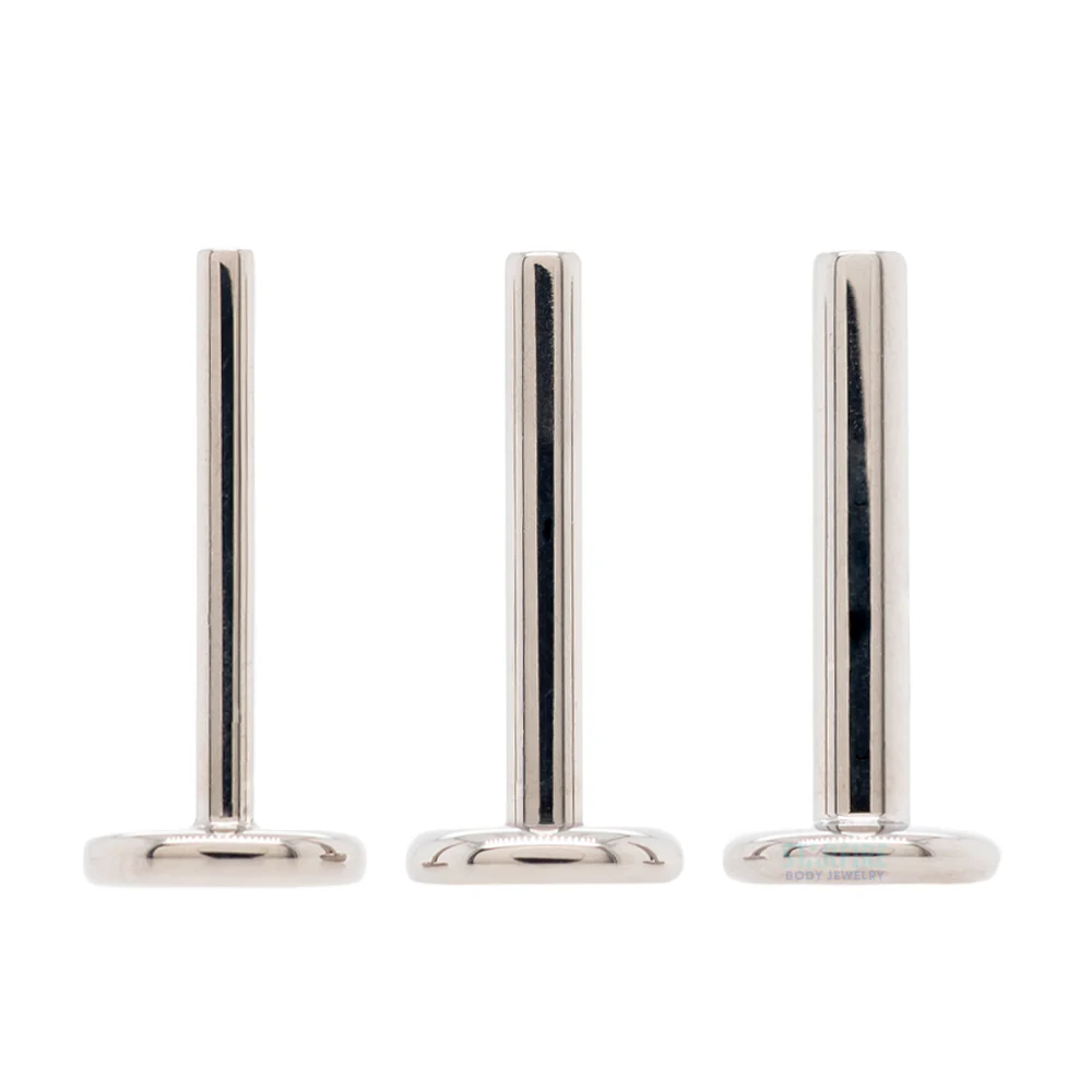 Stainless Steel Threaded Flatback / Labret Post / Straight Barbell End with Threaded Disk - Image 3