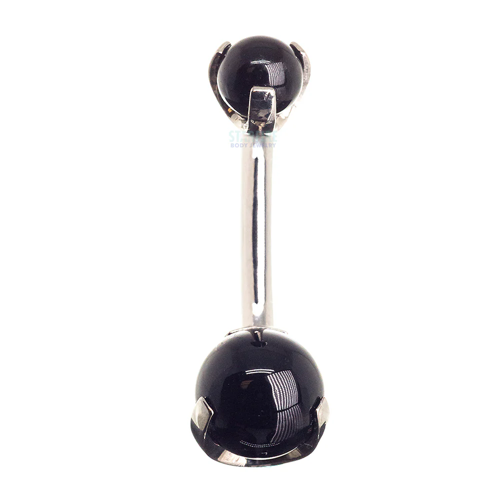 Stone Ball Navel Curve in Prong Setting - Image 8