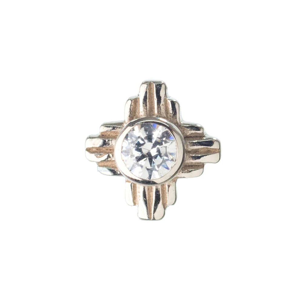 "Zia" Small Faceted Gem Threaded End in Gold - Image 5
