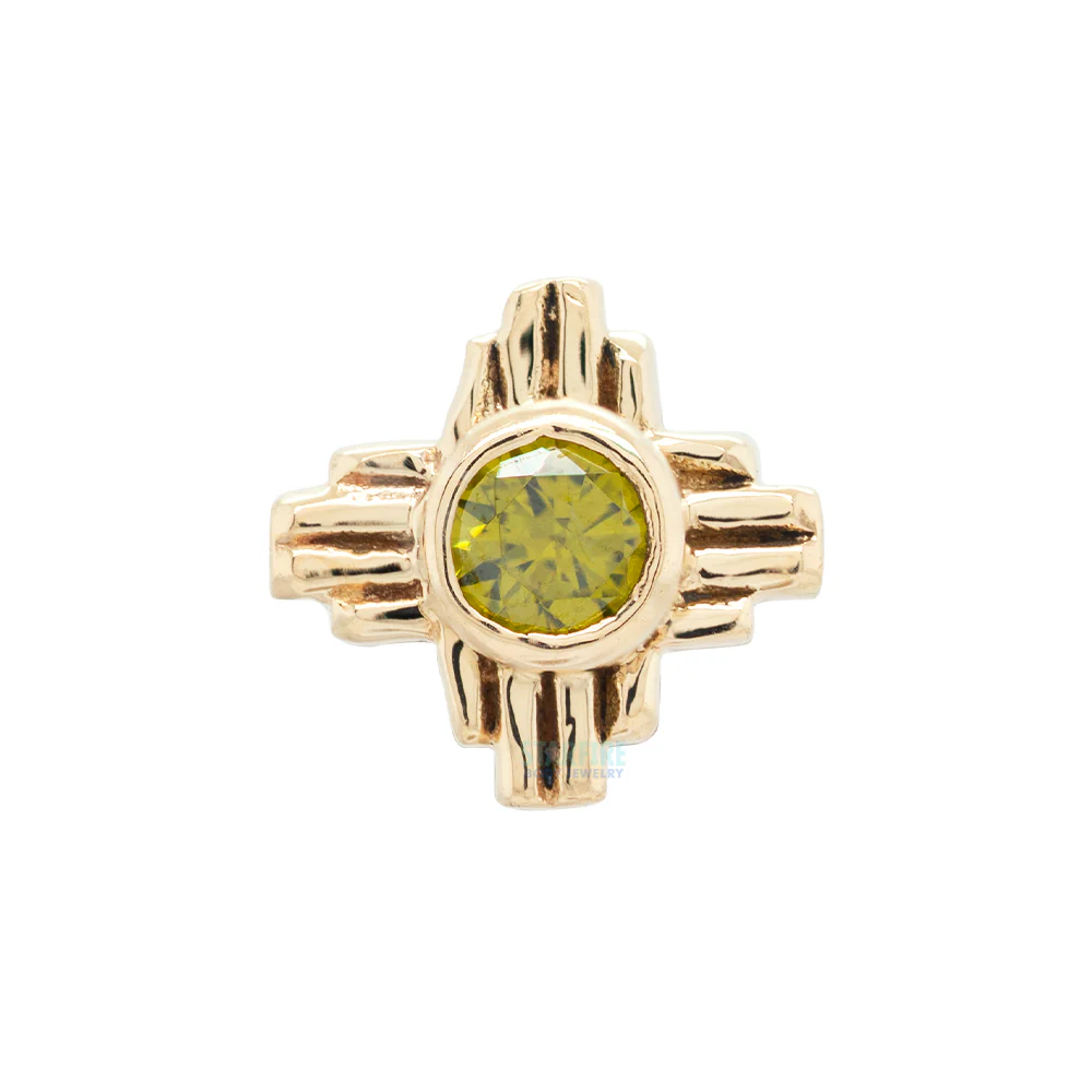 "Zia" Small Faceted Gem Threaded End in Gold - Image 7