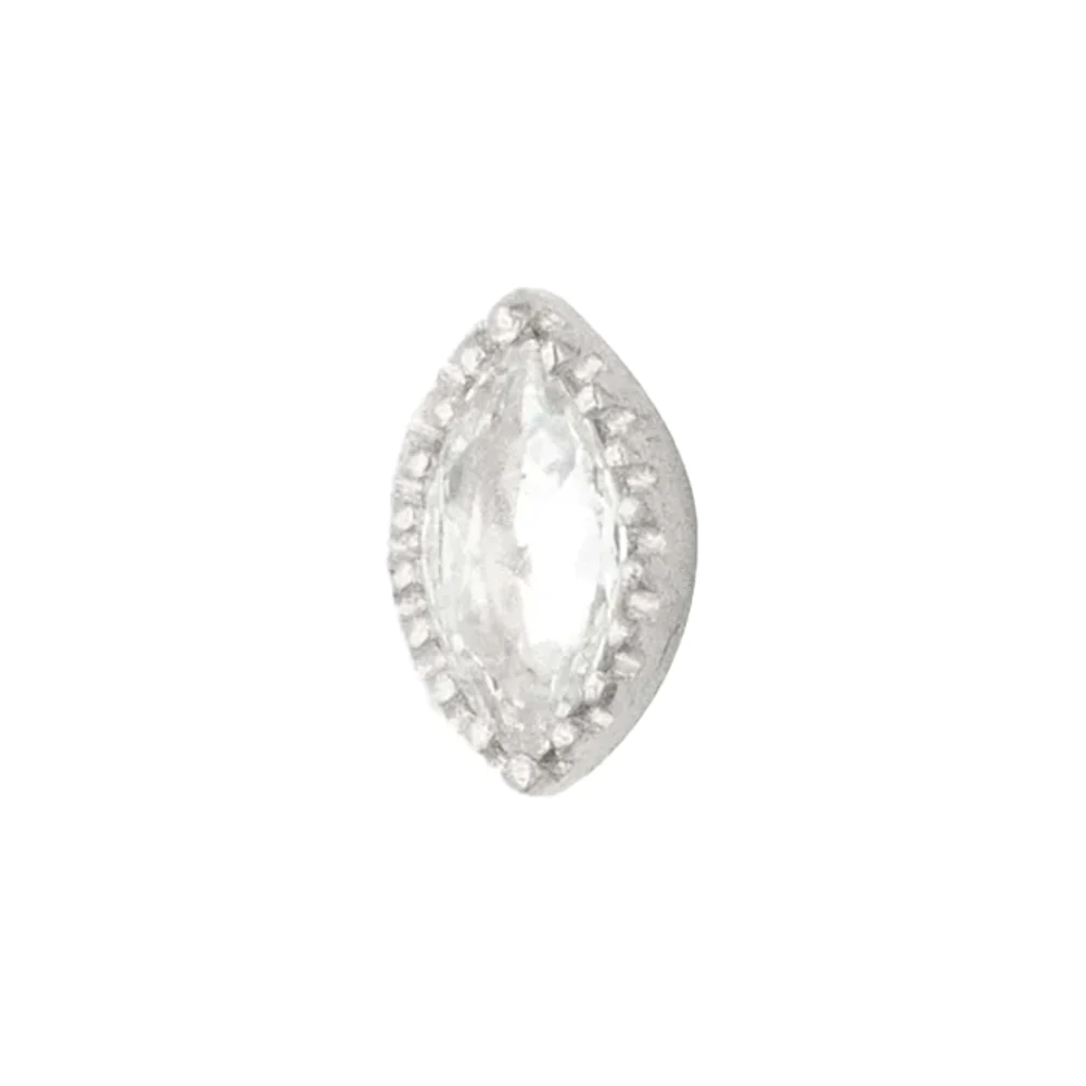 threadless: Marquis Scalloped Pin in Gold with Birthstone Gemstone - Image 3